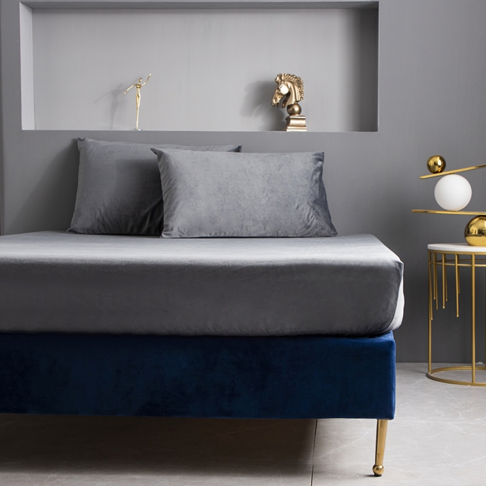 91家纺网 家纺一手货源 找家纺 小米笠 2020新款宝宝绒单床笠 月光银