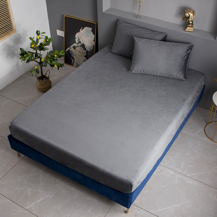 91家纺网 家纺一手货源 找家纺 小米笠 2020新款宝宝绒单床笠 月光银