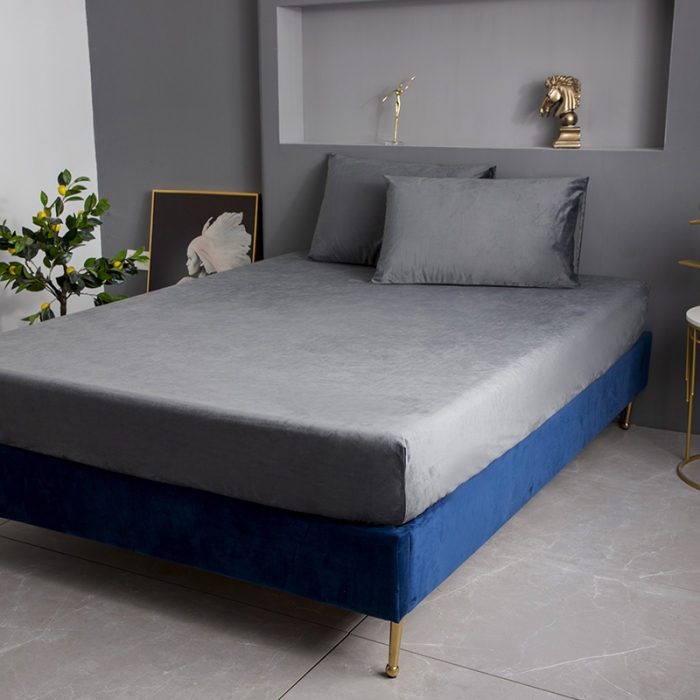 91家纺网 家纺一手货源 找家纺 小米笠 2020新款宝宝绒单床笠 月光银