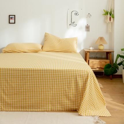 91家纺网 家纺一手货源 找家纺 艾咪 新款日式少女风全棉纯棉色织水洗棉床单 菠萝格