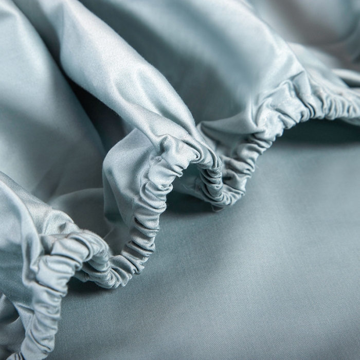 91家纺网 家纺一手货源 找家纺 久典 2020新款60S长绒棉单品床笠 冰水蓝