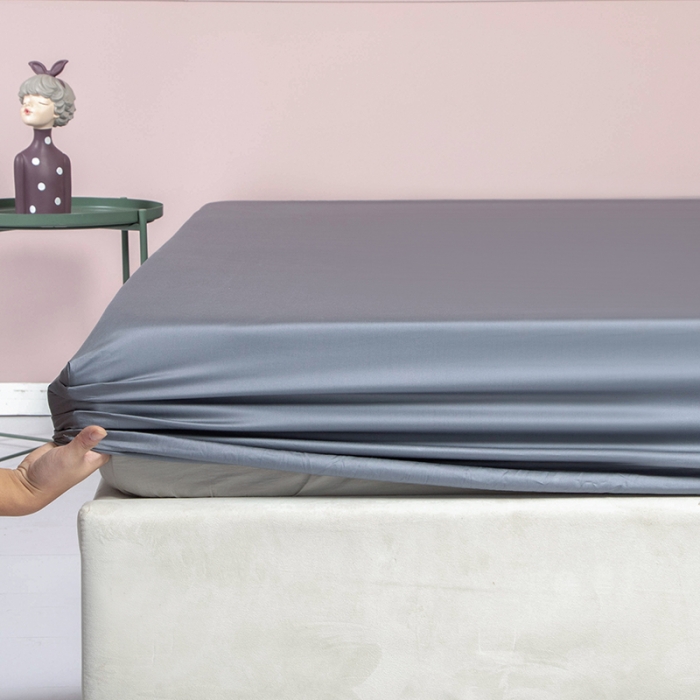 91家纺网 家纺一手货源 找家纺 久典 2020新款60S长绒棉单品床笠 帝王灰