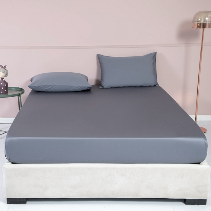 91家纺网 家纺一手货源 找家纺 久典 2020新款60S长绒棉单品床笠 帝王灰