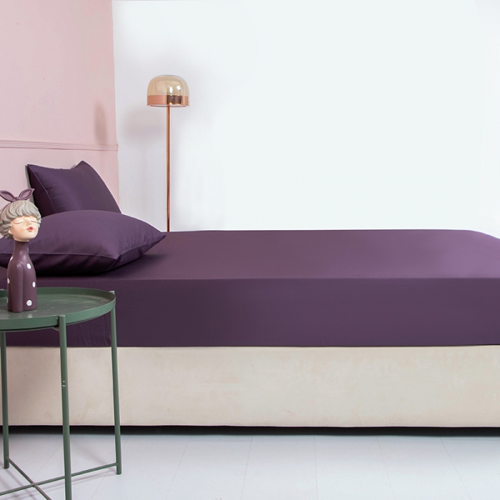 91家纺网 家纺一手货源 找家纺 久典 2020新款60S长绒棉单品床笠 魅惑紫