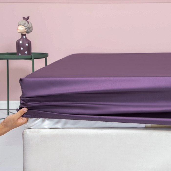 91家纺网 家纺一手货源 找家纺 久典 2020新款60S长绒棉单品床笠 魅惑紫