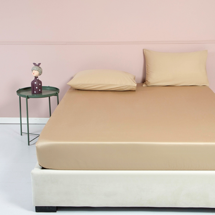 91家纺网 家纺一手货源 找家纺 久典 2020新款60S长绒棉单品床笠 牛奶咖