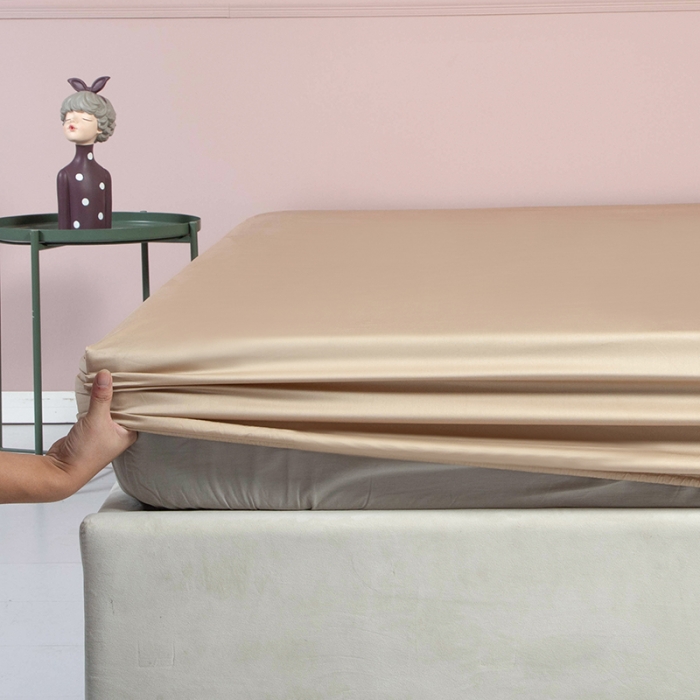 91家纺网 家纺一手货源 找家纺 久典 2020新款60S长绒棉单品床笠 牛奶咖