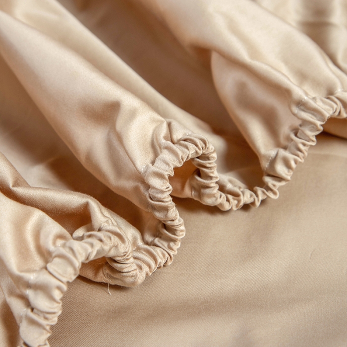 91家纺网 家纺一手货源 找家纺 久典 2020新款60S长绒棉单品床笠 牛奶咖