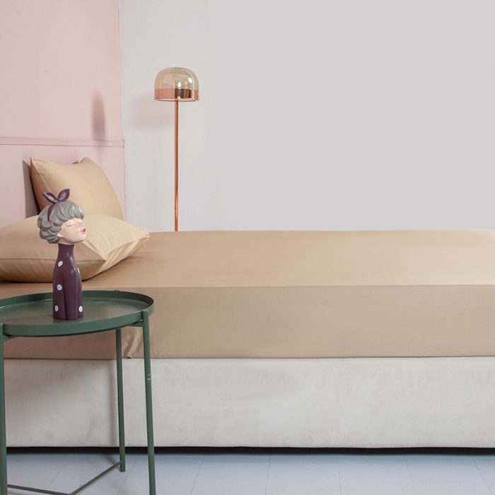 91家纺网 家纺一手货源 找家纺 久典 2020新款60S长绒棉单品床笠 牛奶咖