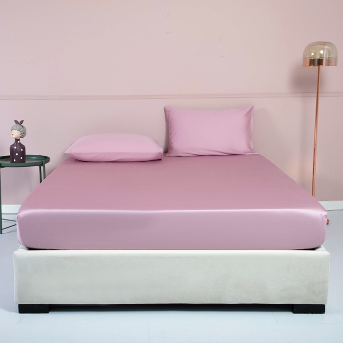 91家纺网 家纺一手货源 找家纺 久典 2020新款60S长绒棉单品床笠 烟粉色