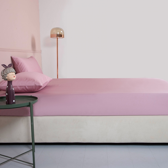 91家纺网 家纺一手货源 找家纺 久典 2020新款60S长绒棉单品床笠 烟粉色