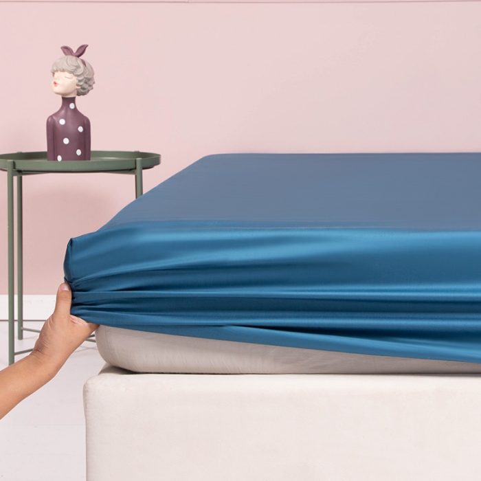 91家纺网 家纺一手货源 找家纺 久典 2020新款60S长绒棉单品床笠 月光蓝