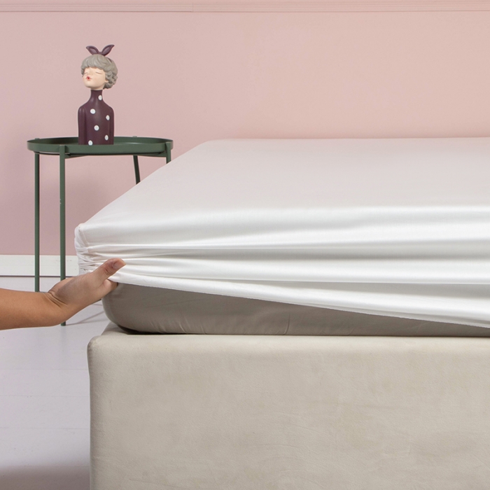 91家纺网 家纺一手货源 找家纺 久典 2020新款60S长绒棉单品床笠 珍珠白