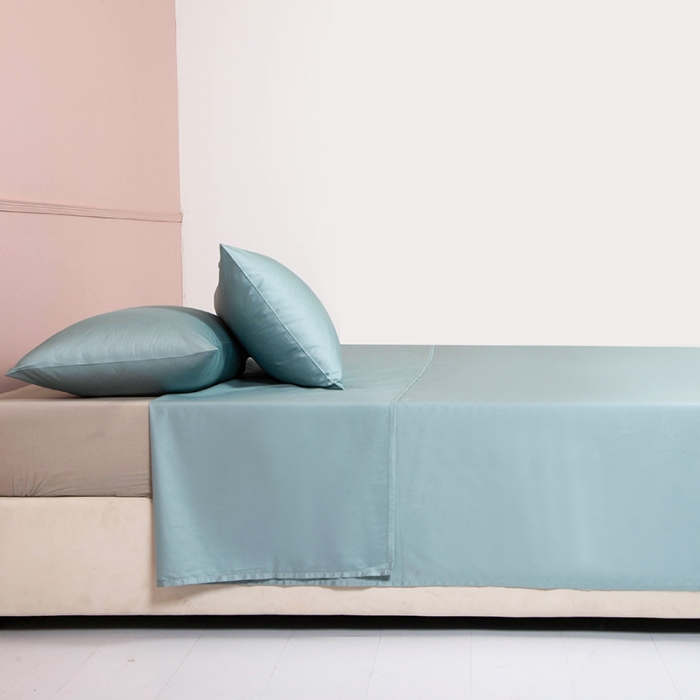 91家纺网 家纺一手货源 找家纺 久典 2020新款60S长绒棉单品床单 冰水蓝