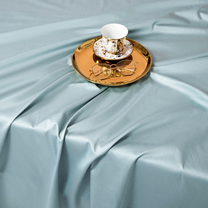 91家纺网 家纺一手货源 找家纺 久典 2020新款60S长绒棉单品床单 冰水蓝