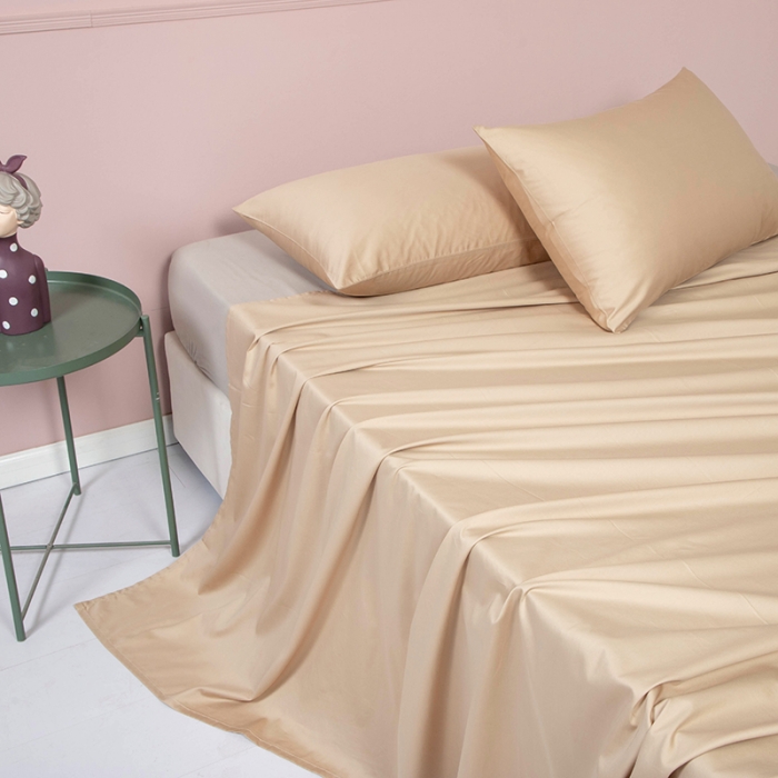 91家纺网 家纺一手货源 找家纺 久典 2020新款60S长绒棉单品床单 牛奶咖