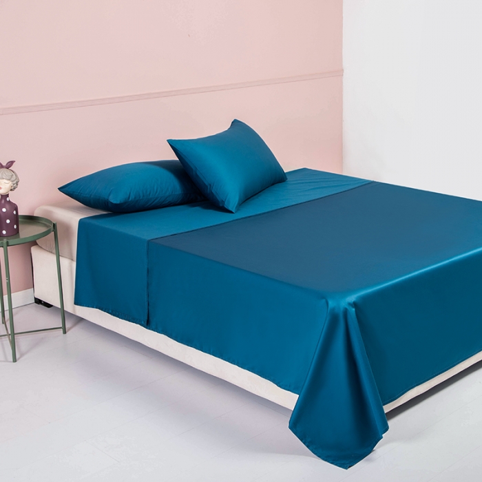 91家纺网 家纺一手货源 找家纺 久典 2020新款60S长绒棉单品床单 月光蓝