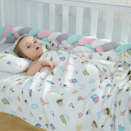 总）赛亚人 2020儿童纱布豆豆毛毯安抚双层婴儿毯子宝宝盖毯
