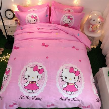 91家纺网 家纺一手货源 找家纺 孩子王 2023新款正版授权全棉卡通印花四件套实拍图粉萌KT