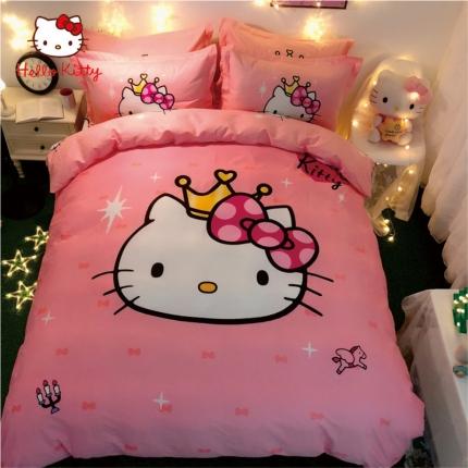 91家纺网 家纺一手货源 找家纺 孩子王2023正版授权全棉卡通印花四件套实拍图萌萌皇冠KT