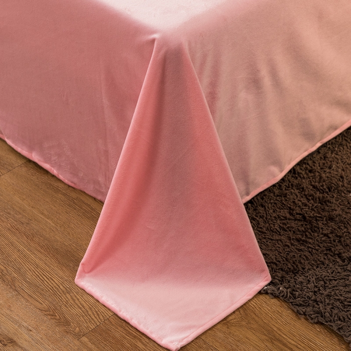 91家纺网 家纺一手货源 找家纺 骏腾 2022新款水晶绒刺绣宽边工艺款四件套 甜心公主-少女粉