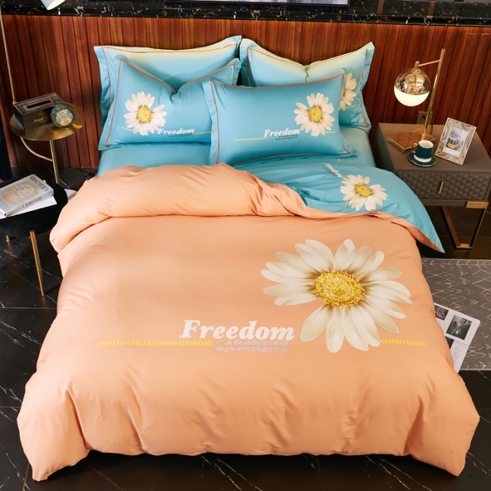 91家纺网 家纺一手货源 找家纺 雲归梦2020新款13372全棉大版四件套第二批冰心玉洁-桔