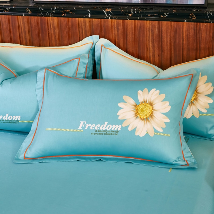 91家纺网 家纺一手货源 找家纺 雲归梦2020新款13372全棉大版四件套第二批冰心玉洁-桔