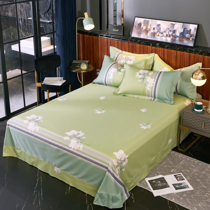 91家纺网 家纺一手货源 找家纺 雲归梦2020新款13372全棉大版四件套第二批春翠风情-绿