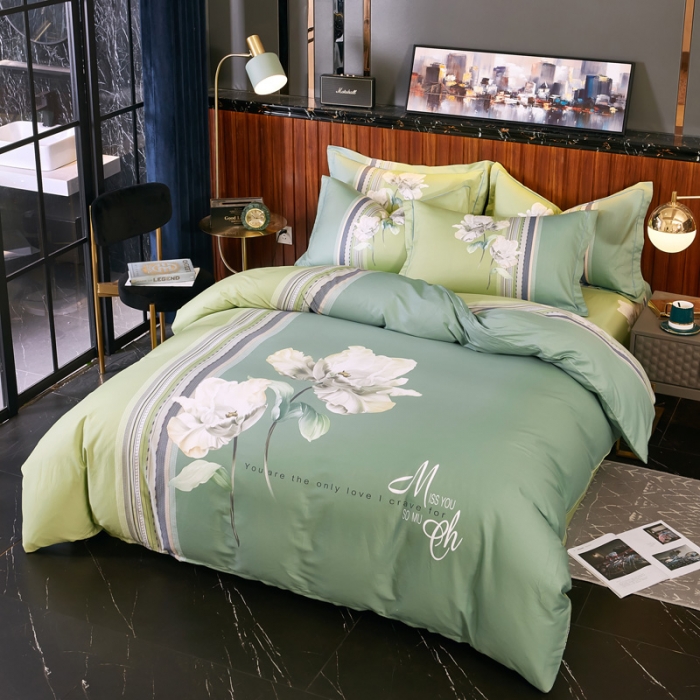 91家纺网 家纺一手货源 找家纺 雲归梦2020新款13372全棉大版四件套第二批春翠风情-绿