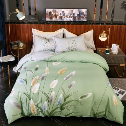 91家纺网 家纺一手货源 找家纺 雲归梦2020新款13372全棉大版四件套第二批麦田印象-绿