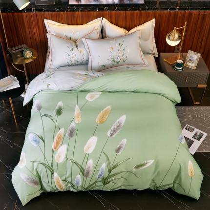 雲归梦2020新款13372全棉大版四件套第二批麦田印象-绿