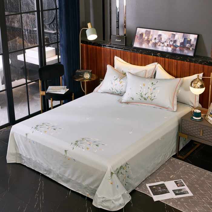 91家纺网 家纺一手货源 找家纺 雲归梦2020新款13372全棉大版四件套第二批麦田印象-绿