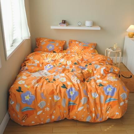 91家纺网 家纺一手货源 找家纺 尺素 2020新款全棉活性印花四件套墨染系列 落秋