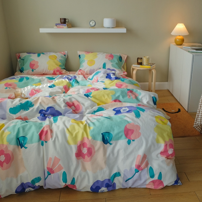 91家纺网 家纺一手货源 找家纺 尺素 2020新款全棉活性印花四件套墨染系列 春半