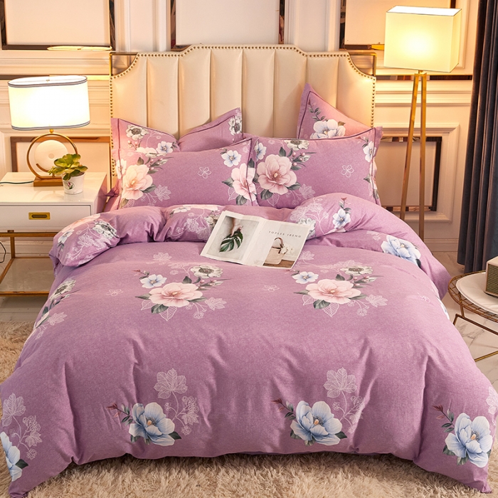 91家纺网 家纺一手货源 找家纺 雲归梦 2020新款全棉加厚磨毛四件套 花枝曼妙-粉