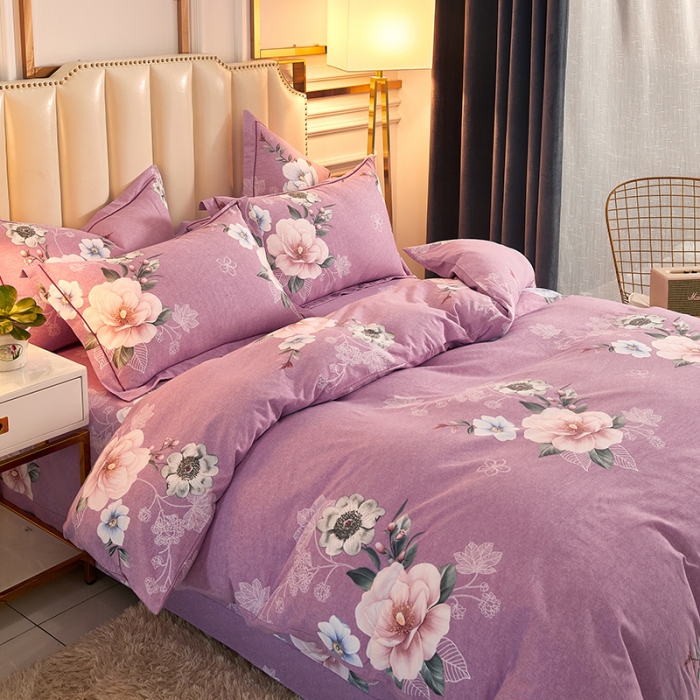 91家纺网 家纺一手货源 找家纺 雲归梦 2020新款全棉加厚磨毛四件套 花枝曼妙-粉