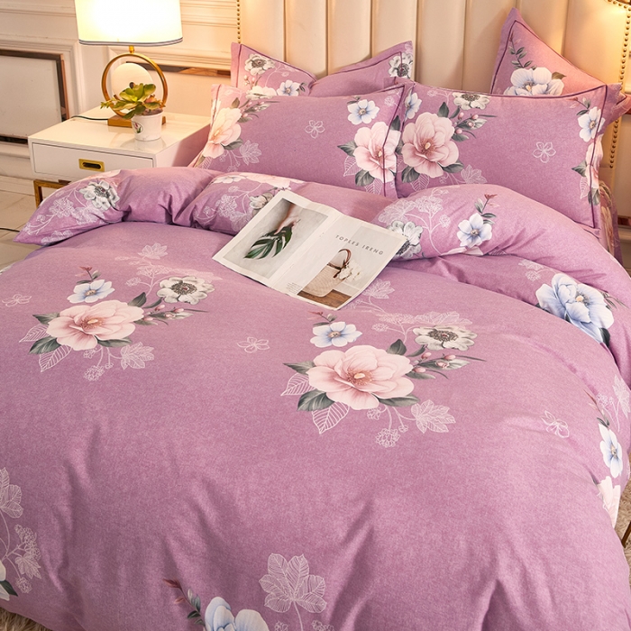 91家纺网 家纺一手货源 找家纺 雲归梦 2020新款全棉加厚磨毛四件套 花枝曼妙-粉