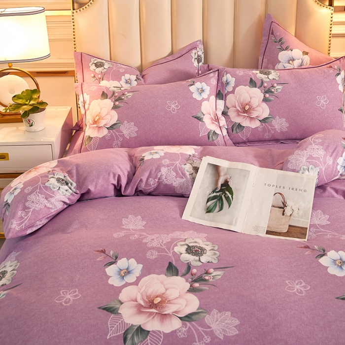 91家纺网 家纺一手货源 找家纺 雲归梦 2020新款全棉加厚磨毛四件套 花枝曼妙-粉