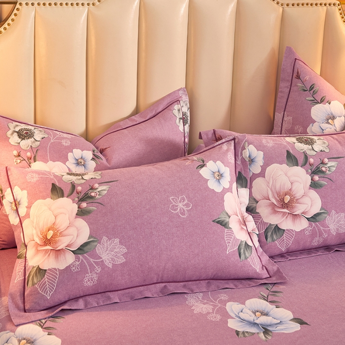 91家纺网 家纺一手货源 找家纺 雲归梦 2020新款全棉加厚磨毛四件套 花枝曼妙-粉