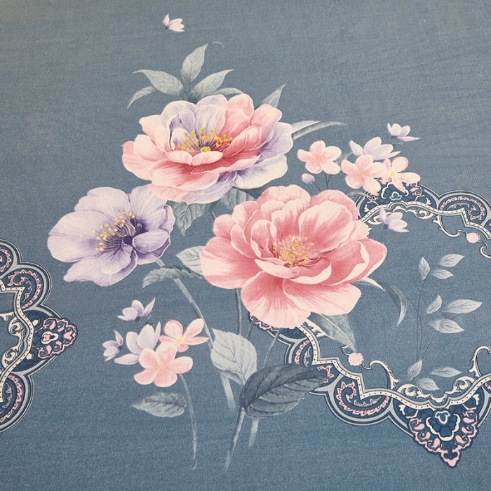 91家纺网 家纺一手货源 找家纺 雲归梦 2020新款全棉加厚磨毛四件套 如花盛开-蓝