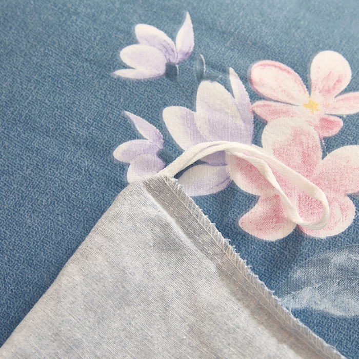 91家纺网 家纺一手货源 找家纺 雲归梦 2020新款全棉加厚磨毛四件套 如花盛开-蓝