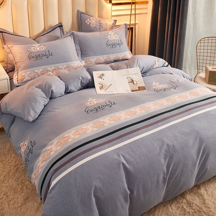 91家纺网 家纺一手货源 找家纺 雲归梦 2020新款全棉加厚磨毛四件套 时光偶遇-灰