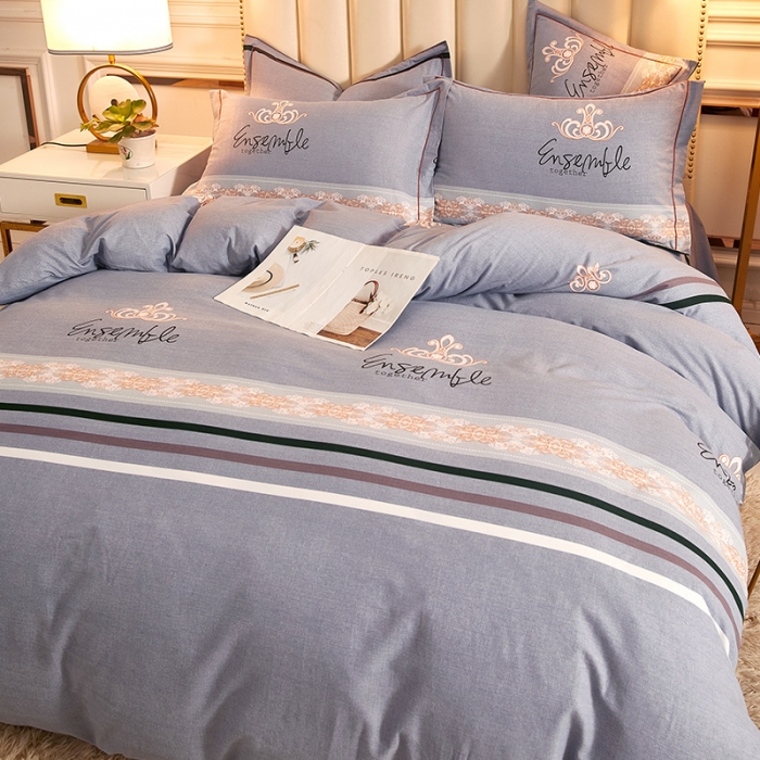 91家纺网 家纺一手货源 找家纺 雲归梦 2020新款全棉加厚磨毛四件套 时光偶遇-灰