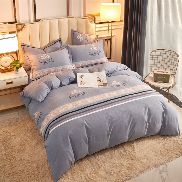 91家纺网 家纺一手货源 找家纺 雲归梦 2020新款全棉加厚磨毛四件套 时光偶遇-灰