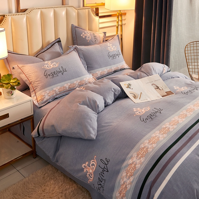 91家纺网 家纺一手货源 找家纺 雲归梦 2020新款全棉加厚磨毛四件套 时光偶遇-灰