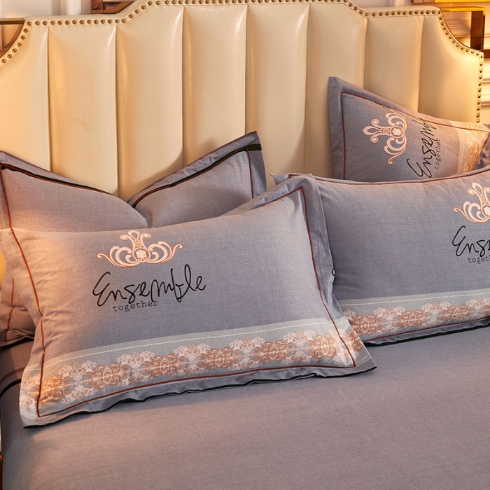 91家纺网 家纺一手货源 找家纺 雲归梦 2020新款全棉加厚磨毛四件套 时光偶遇-灰