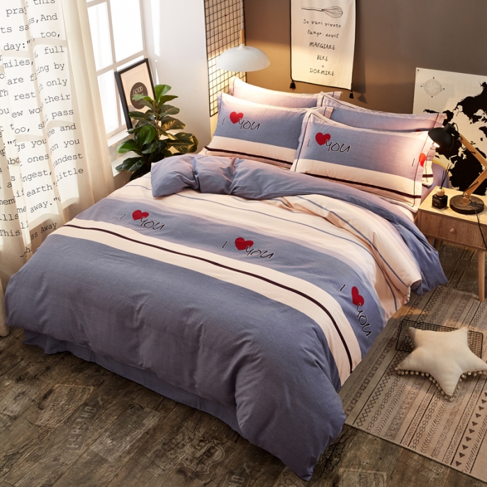 91家纺网 家纺一手货源 找家纺 雲归梦 2020新款全棉加厚磨毛四件套 一往情深