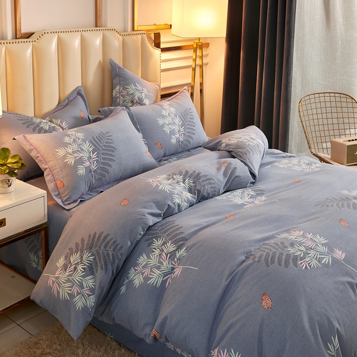 91家纺网 家纺一手货源 找家纺 雲归梦 2020新款全棉加厚磨毛四件套 夏威夷紫