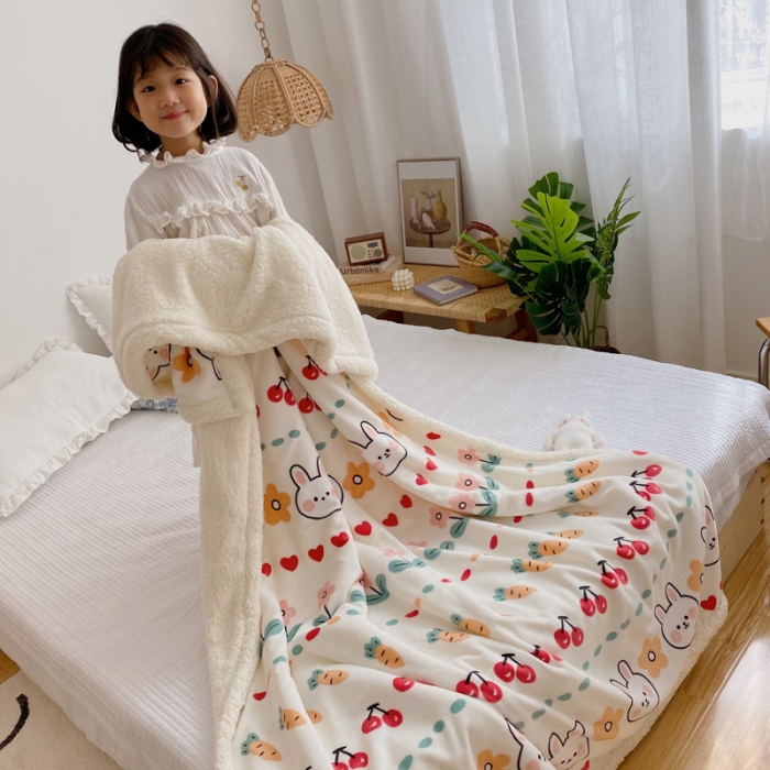 91家纺网 家纺一手货源 找家纺 萝莉家纺 2021新款多功能羊羔绒被套毯 菲菲