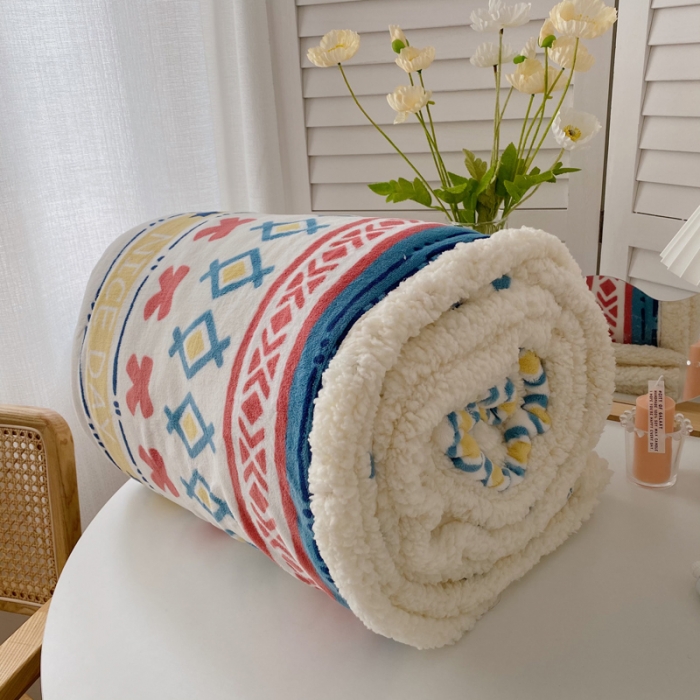 91家纺网 家纺一手货源 找家纺 萝莉家纺 2021新款多功能羊羔绒被套毯 杰西